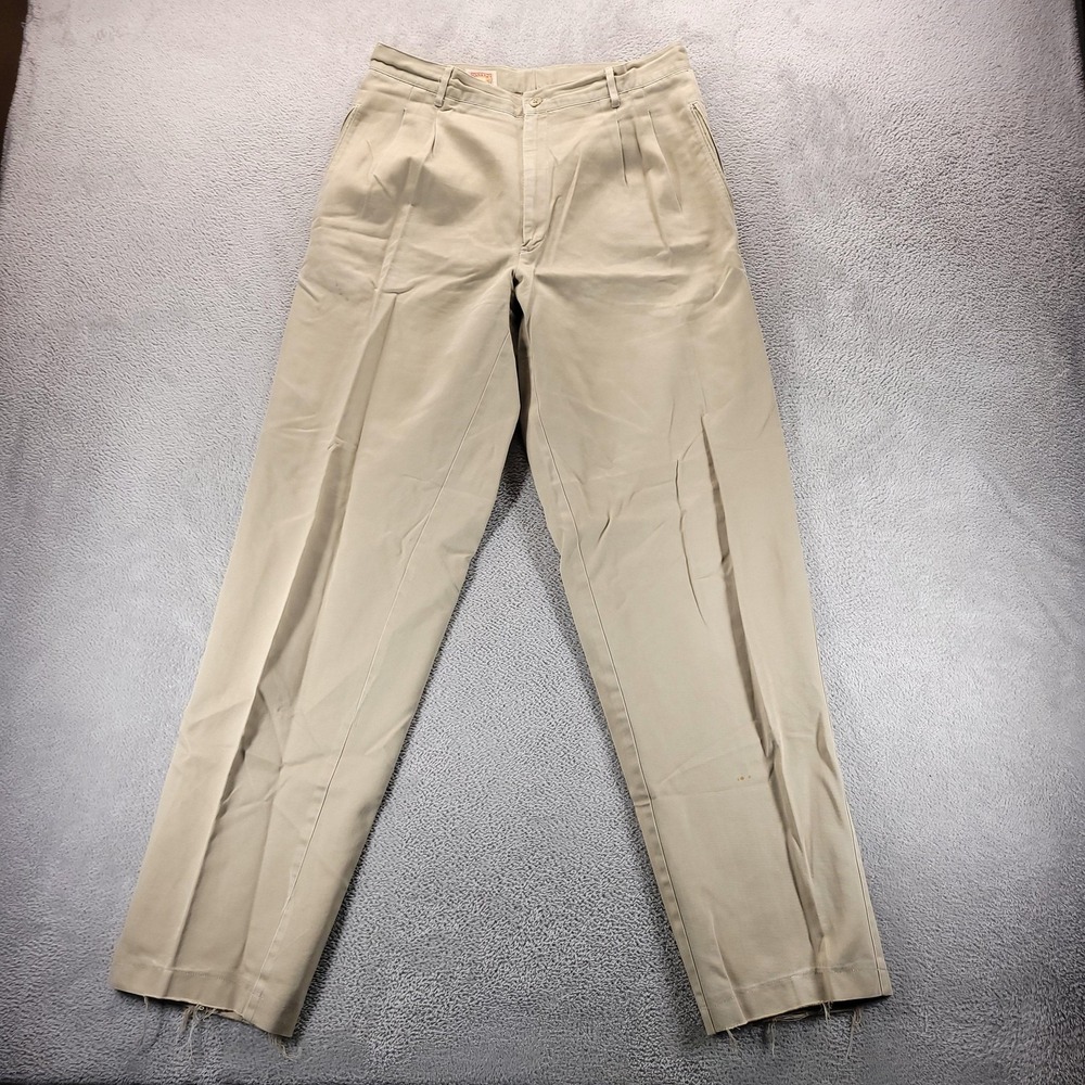 VTG Banana Republic Pants Mens 38x36 Beige Pleated Chino Trousers Safari